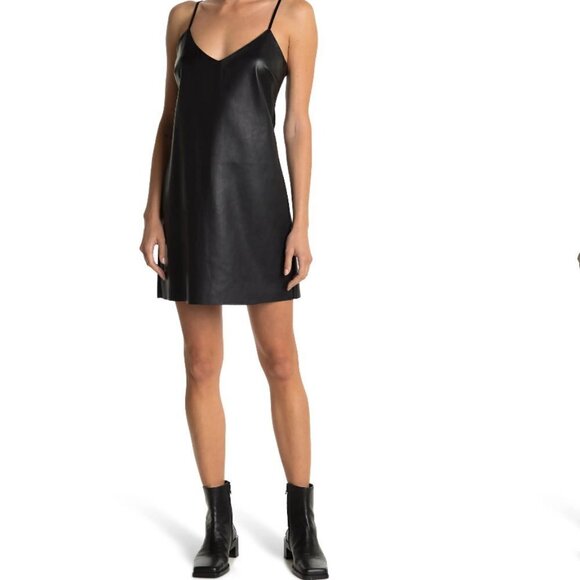 BB Dakota Dress Faux Leather Turn Up The Volume Sleeveless Mini Dress NWT Medium - Picture 3 of 8